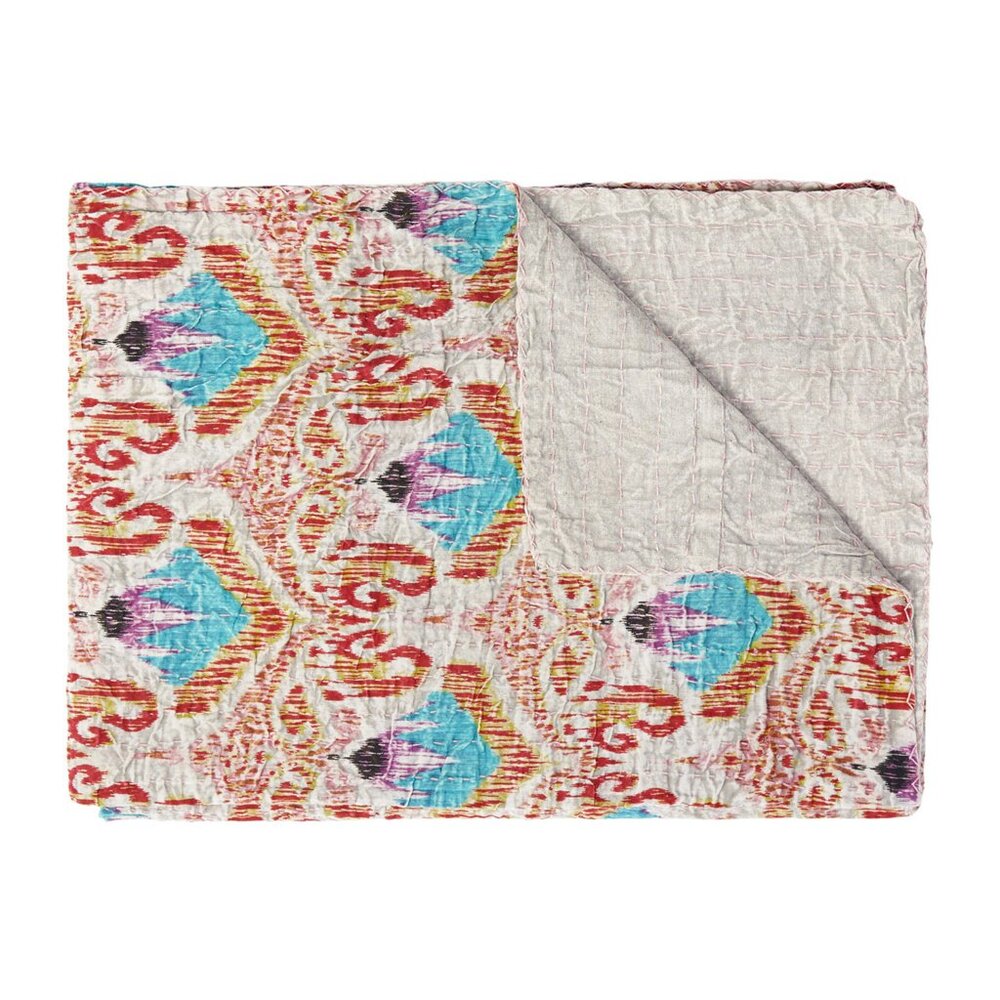 Taj Hotel Home Decor Kantha Cotton Throw | 1-Piece | Multicolor | 50"x70"